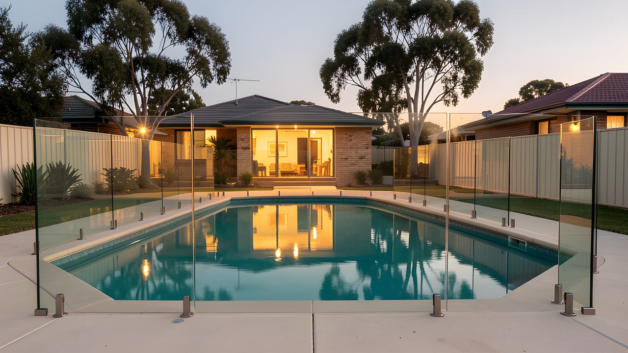 Pool compliance documents and a calculator on an outdoor table